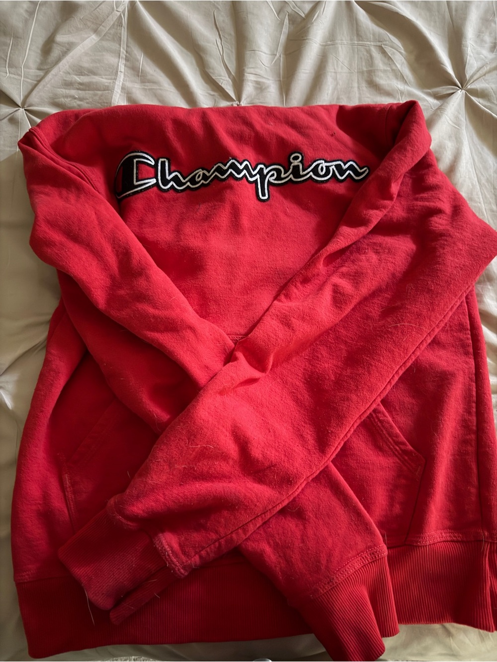 Champion Red Crewneck Sweatshirt with Script Logo